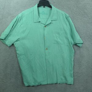 Tommy Bahama Teal Short Sleeve Floral Hawaiian Shirt Men's Size XL